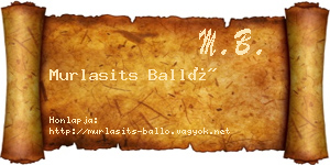 Murlasits Balló névjegykártya